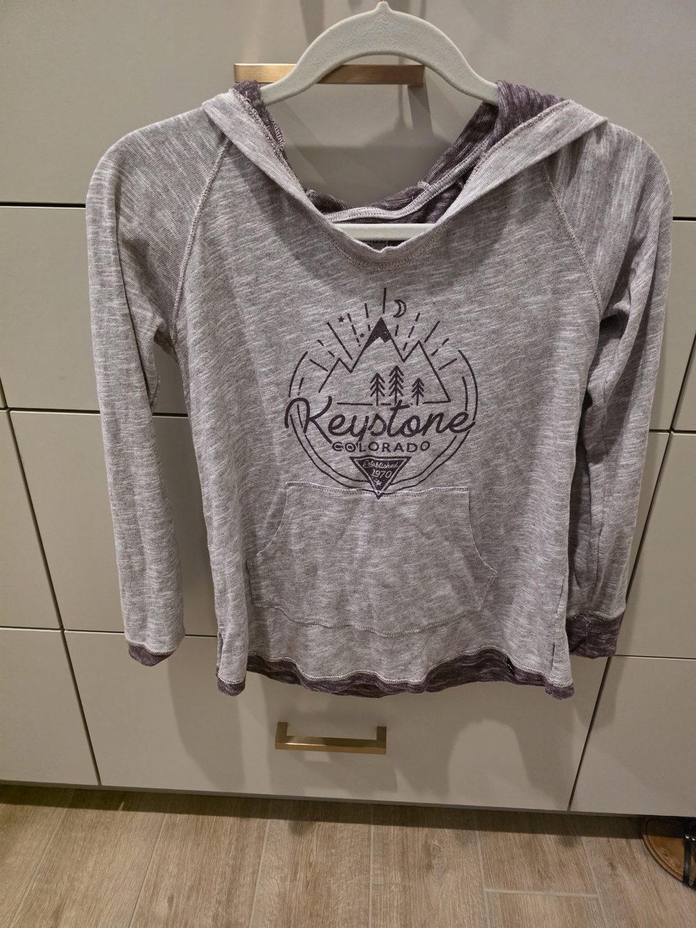 Colorado Kids Hooded Top - Heather Gray with Purple Logo